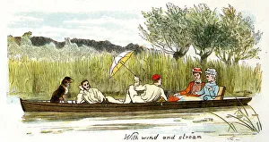 Images Dated 10th September 2018: FOUR AND A DOG ON RIVER