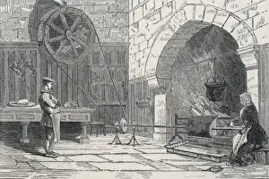 Kitchen Prints: Dog Turnspit in Kitchen