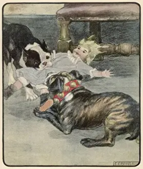 Misbehaving Prints: Two Dogs and a Doll