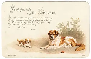 Lapdog Prints: Two dogs, large and small, on a Christmas card