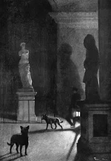 Mona Prints: Dogs patrolling Louvre at night following theft of Mona Lisa
