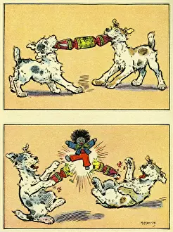Pulling Prints: Dogs pulling Xmas crackers