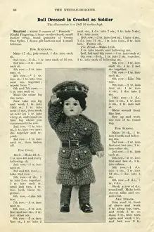 Crocheted Prints: Doll dressed in crochet as a soldier, WW1
