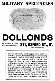 Optical Prints: Dollonds military spectacles advertisement, WW1