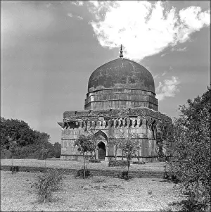 Madhya Prints: Domed building in Mandu, Madhya Pradesh, Central India