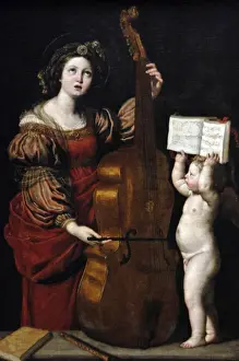 Louvre Prints: Domenico Zampieri (1581-1641). Saint Cecilia with an Angel
