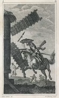 Knight Gallery: Don Quixote attacks a windmill