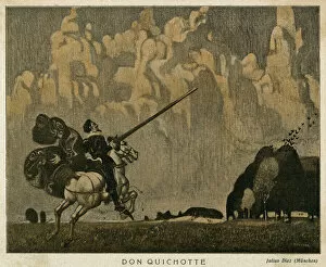 Cloak Gallery: Don Quixote on horseback with his lance