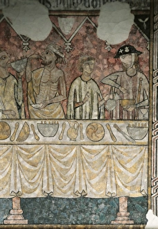Lleida Collection: Donors in the dining room of the pilgrims (14th