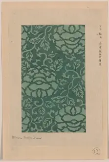 Arabesque Prints: Donsu, damask with light green peony arabesque