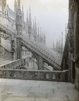 Door leading onto roof, Milan Cathedral, Milan, Italy