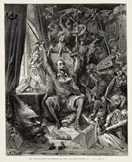 Etching Gallery: Dore, Paul Gustave (1832-1883). Don Quixote reading