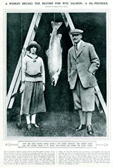 Salmon Gallery: Doreen Davey with record-breaking Wye salmon 1923