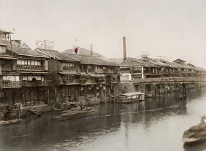 Dotonbori Osaka, buildings facing the canal, Japan