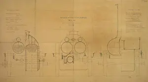 Double boiler tank engine, front elevation and sections