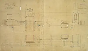 Double boiler tank engine, side elevation and sections