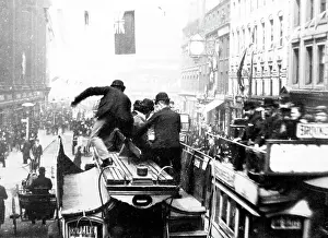 Double Decker Prints: Top of a double-decker horse bus, Market Street, Manchester