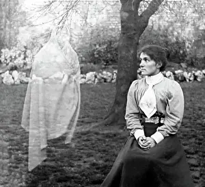A double-exposure photograph creating a ghost illusion