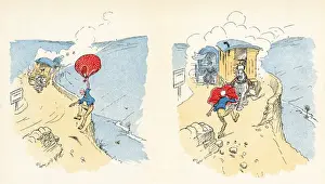 Double page illustration, Mrs Ticklers Caravan