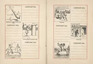 Sleighing Prints: Double page spread in a diary for 9-14 January