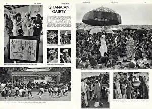 Tribesmen Prints: Double page spread from The Sphere reporting on the royal tour of Ghana in 1961