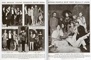 Celebrities Prints: Double page spread from The Tatler, reporting on Captain Neil MacEacheans novel party