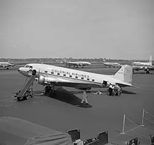 Airlines Prints: Douglas C-47 N21795 Colonial Airlines La Guardia 1955