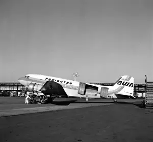 Freighter Prints: Douglas DC-3 G-AMSV British United Island freighter Gatwick