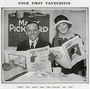 Douglas Fairbanks and Mary Pickford Reading the Tatler and E Douglas Fairbanks and Mary Pickford Reading the Tatler and E