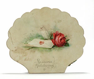 Images Dated 4th May 2018: Dove with rose and letter on a Spanish greetings card