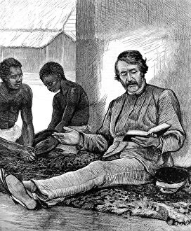 Ideals Collection: Dr. Livingstone reading the Bible to some of his African hel