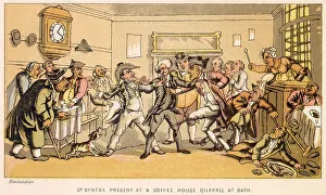 Peacemaker Prints: Dr Syntax present at a coffee house quarrel at Bath. Date: 1820