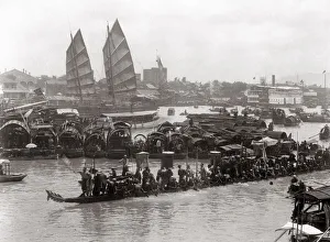 Dragon Boat, Canton (Guangzhou) China c. 1890 s