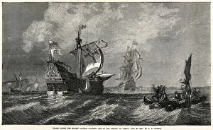 Torbay Collection: Drake taking the Spanish Galleon Capitana 1588