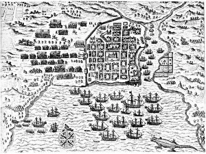 Hispaniola Gallery: Drakes fleet at Santo Domingo
