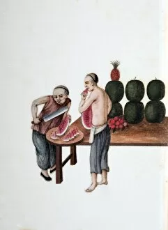 Images Dated 20th April 2013: Drawing of Chinese market water-melon seller