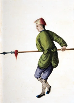 Images Dated 20th April 2013: Drawing of Chinese soldier with pike
