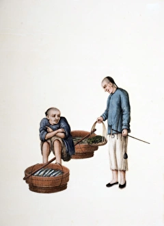 Images Dated 20th April 2013: Drawing of Chinese street fish seller