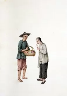 Images Dated 20th April 2013: Drawing of Chinese street flower seller