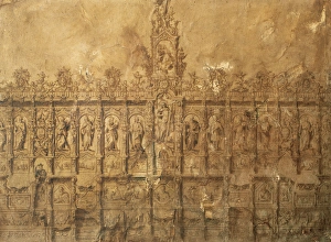 Alberto Gallery: Drawing of choir stalls by Alberto Churriguera (1676-1740) o