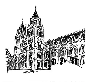 Cromwell Road Prints: Drawing of the Cromwell Road facade of the Natural History