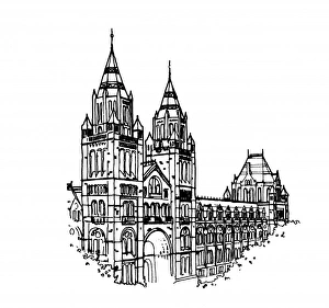 Drawing of the Cromwell Road facade of the Natural History M Drawing of the Cromwell Road facade of the Natural History M