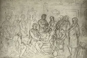 Drawing of the death bed scene of President Abraham Lincoln