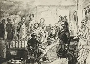 Drawing of the death bed scene of President Abraham Lincoln