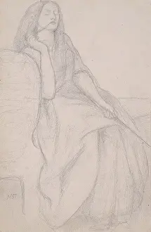 Rossetti Prints: Drawing of Elizabeth Siddal, for The Return of Tibullus to D