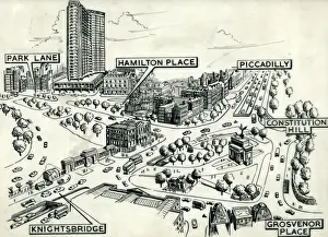 Drawing of Hyde Park Corner after 1963