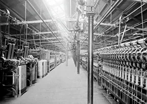 Drawing machines in a woollen mill in Bradford