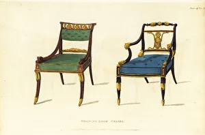 Furnishings Prints: Drawing room chairs, 1814