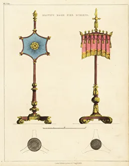 Drawing room fire screens, Regency style