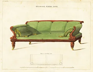 Bolster Prints: Drawing room sofa, Regency style